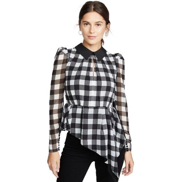 Self-Portrait Gingham Blouse in Black/White, size 10 (fits 8/10) - Picture 9 of 9